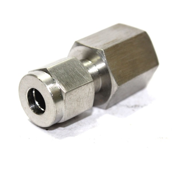 Female Adapter, 316SS, 3mm OD Tube Stub End x 1/4in. (F)BSPP (Gauge, RG  Gasket) - Female Adapter, 316SS, 3mm OD Tube Stub End x 1/4in. (F)BSPP  (Gauge, RG Gasket)