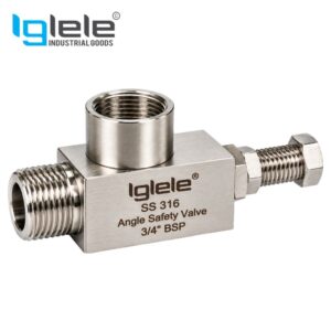 SS SAFETY VALVE ANGLE TYPE SS 316 PRESSURE :UPTO 0 -15 KG