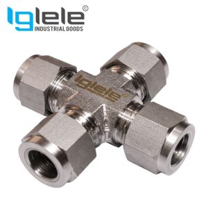 SS Cross Equal Four Way Connector Compression Double Ferrule OD Fitting Stainless Steel 304