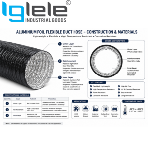 PVC Coated Aluminium Flexible Duct Hose – Heavy Duty HVAC Ventilation, Exhaust & Fume Extraction Hose (10 Meter)