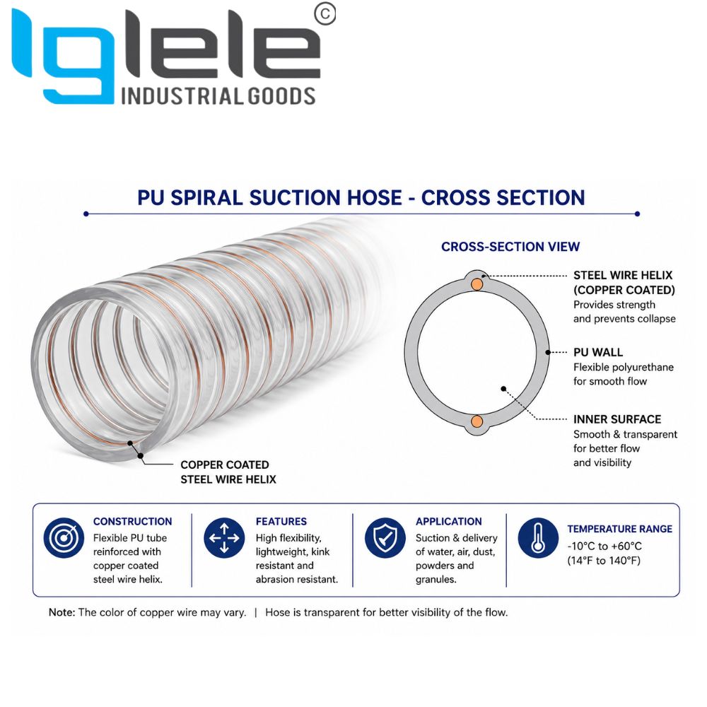 Anti-Static PU Duct Hose with PVC Wire Reinforcement (25 Meter Roll) - Image 3