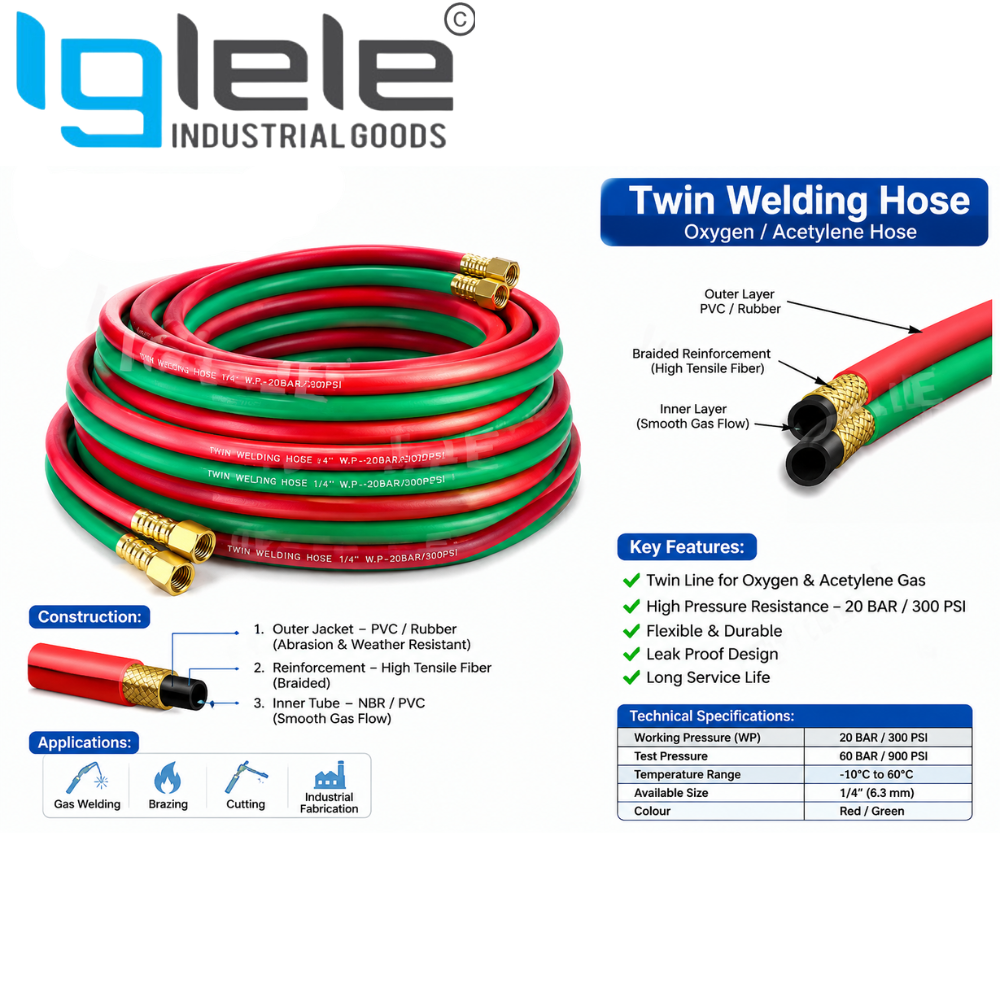 Industrial Welding Hose – Heavy Duty Flexible Oxygen, LPG & Acetylene Hose (Per Meter) - Image 2