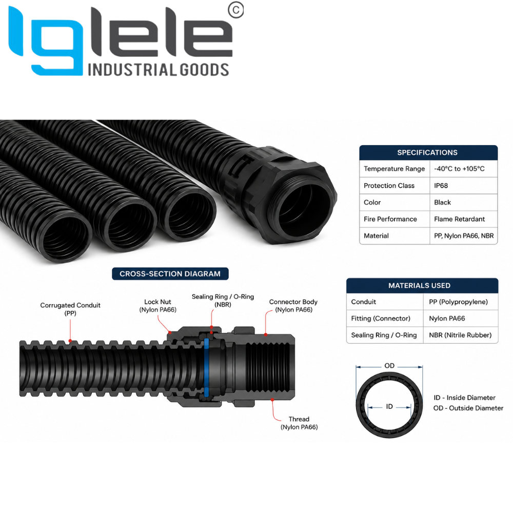 PA Flexible Conduit Pipe – Heavy Duty Nylon Cable Protection Conduit (Per Meter) - Image 2